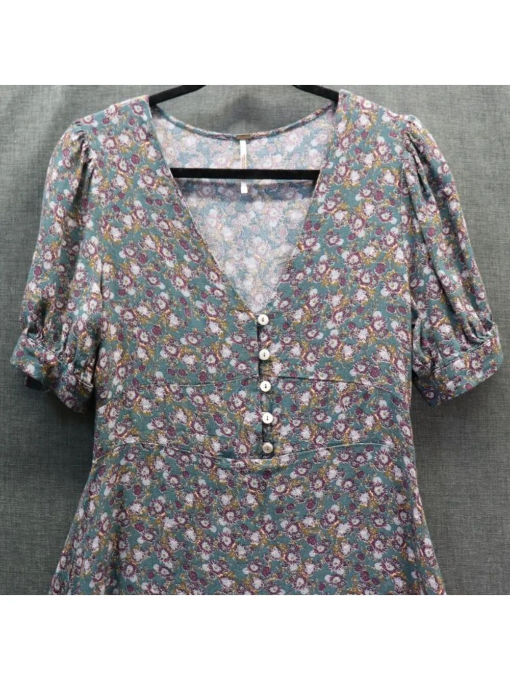 Free People Provence Floral Puff Sleeve Dress S